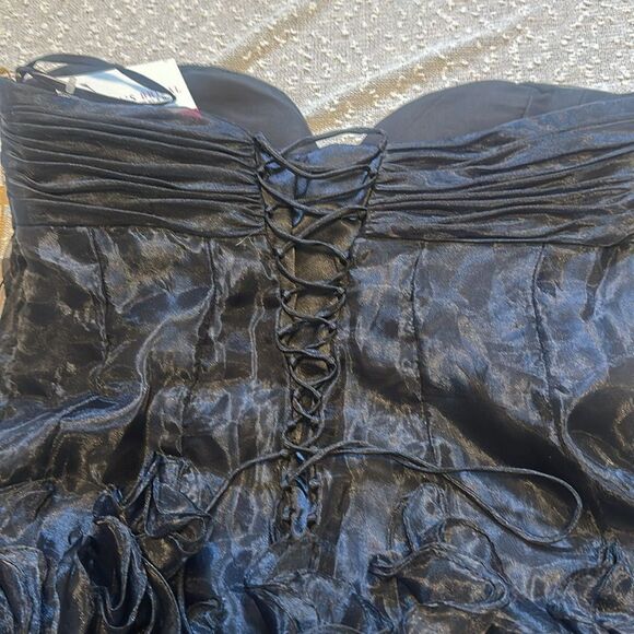 DEMETRIOS Bridal Black Strapless with Gold Sequins Mini Formal Prom Dress 16 NWT - Picture 5 of 12